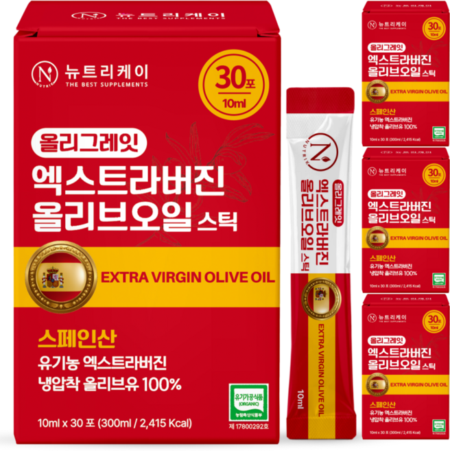 뉴트리케이 냉압착 엑스트라버진 올리브오일 스틱 올리그레잇 스페인 엑스트라버전, 120개, 10ml
