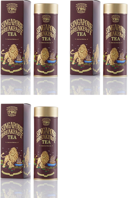 TWG Tea 싱가포르 브렉퍼스트 루스티 블랙 그린티 100g 선물세트 3팩