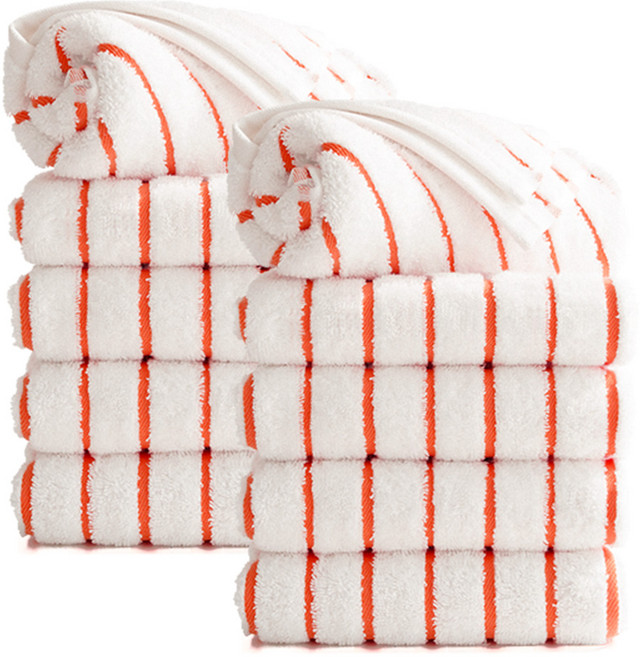 타월톡톡 국내공정 세면타올 190g 시크라인 고급호텔수건, 다홍, 10개