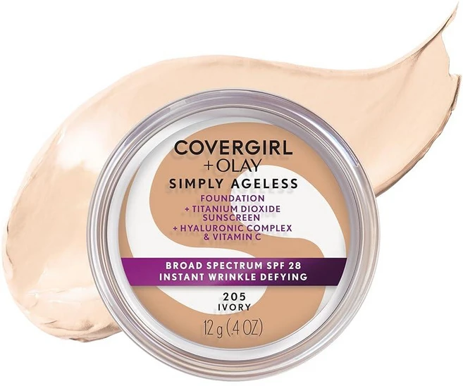 커버걸 +올레이 심플리 에이지리스 파운데이션 205 아이보리, 215 - 내추럴 아이보리 - 쿠팡