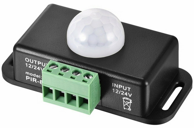 DC 12V / 24V 자동 조절 PIR 모션 센서 - 감지 거리 8M - 6A 출력 - 지연 시간 조정 가능, 1개