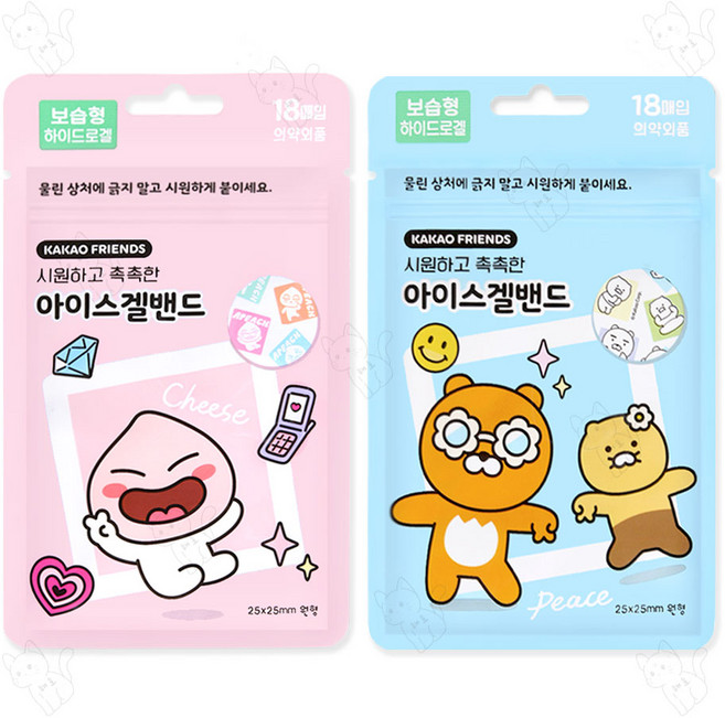 카카오프렌즈 아이스겔밴드 2종, 1세트, 어피치 2개+라이언 2개