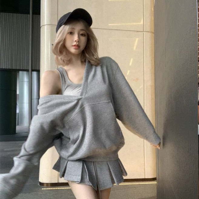 마리하우스 후드맨투맨+나시+치마 세트 쓰리피스