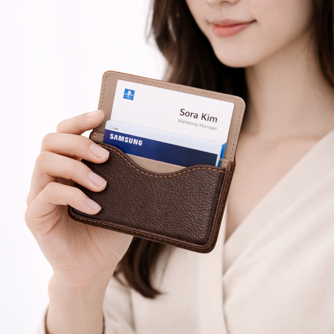 남여공용 심플 베이직 가죽 카드 명함 지갑