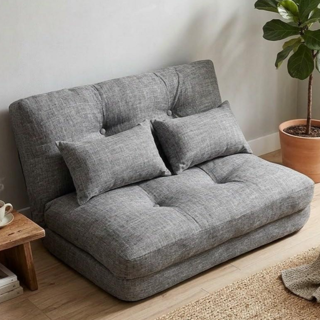 懶人沙發 多段調節躺椅, 灰, 沙發床加寬