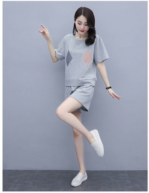 5CENT 運動休閒套裝 寬鬆短袖高腰短褲兩件式閨蜜裝