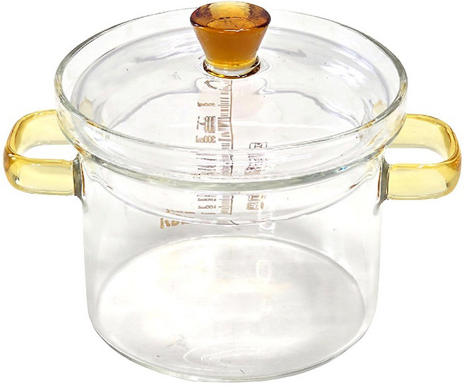 전자레인지 직화 내열유리 미니 냄비 팟 450ml 이유식 계란찜 죽, 1개, 투명