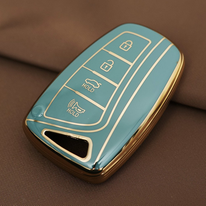현대 그랜저 싼타페 맥스크루즈 호환 스마트 차 키케이스 키홀더 TPU 키커버 리모컨, TA63-4버튼, 그레이골드