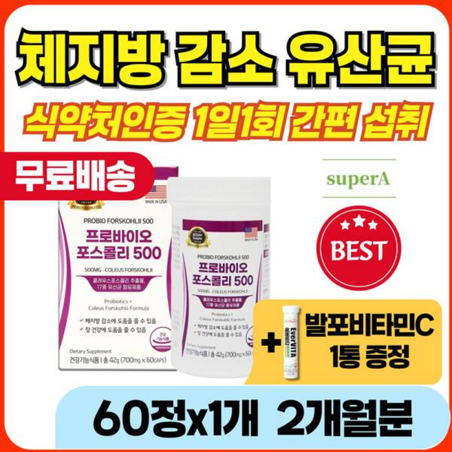 콜레우스 포스콜리 다이어트 균 복부 감소 똥배 뱃살 아랫배 묵직 가스 배변 프로바이오틱 포스