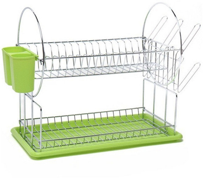 Tiger Pavilion 식기건조대 + 컵걸이 + 수저통 세트, 실버, 1개, 2단