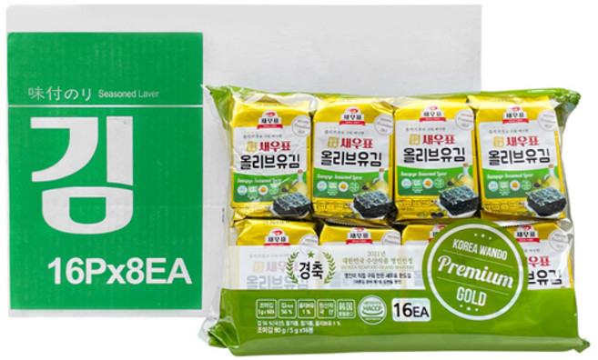 새우표 완도 올리브유 도시락김 5g x 128봉, 4g, 128개