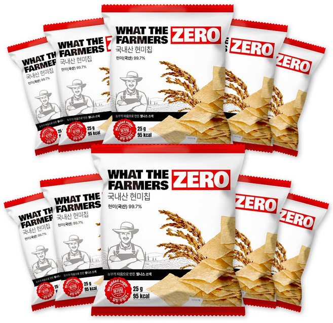 왓더파머스 구운 건강한 저당 다이어트간식 국산 기름 없는 제로 현미칩, 10개, 25g