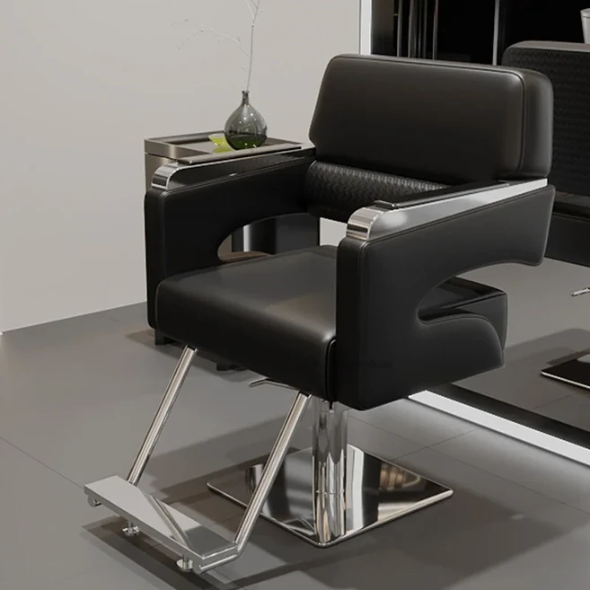 전문가용 스테인리스 스틸 살롱 의자 리프팅 회전식 이발 가구 미용실 헤어드레싱 뷰티 C, 09 E Black-silver