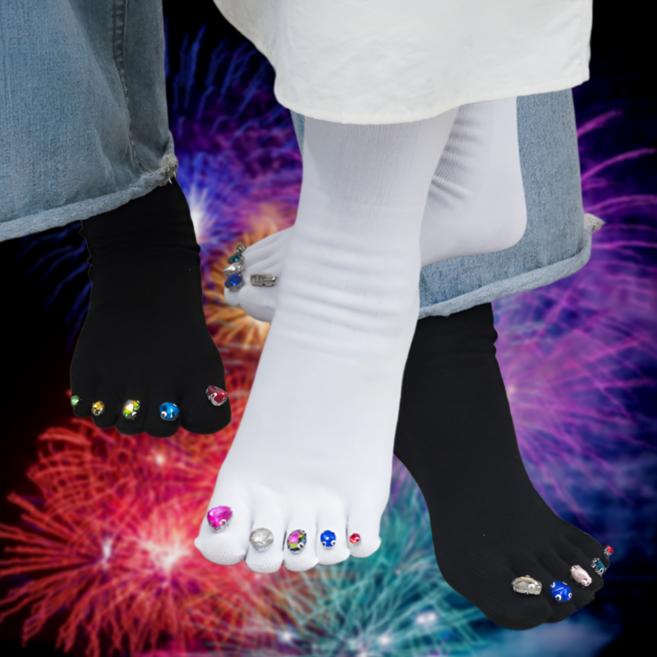 발가락 보석 큐빅 양말 2color [귀여운 공주 쓸데없는 쓸모없는 웃긴 킹받는 무쓸모 선물 인싸템 필요없는 삭스]