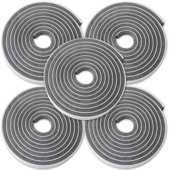 슬림 모헤어 털실 문풍지 접착 창틀 문틈 폭 7mm X 모길이 6mm, 5개