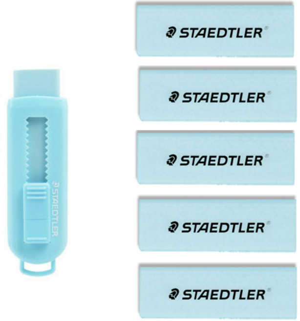 스테들러 슬라이딩 지우개 본체 + 리필 5p 세트, Set 파스텔블루, 5개