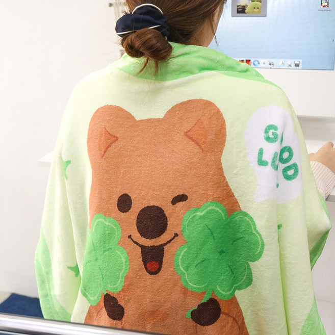 키키쿼카 양면 양털 행운 담요 굿럭 극세사 무릎 담요