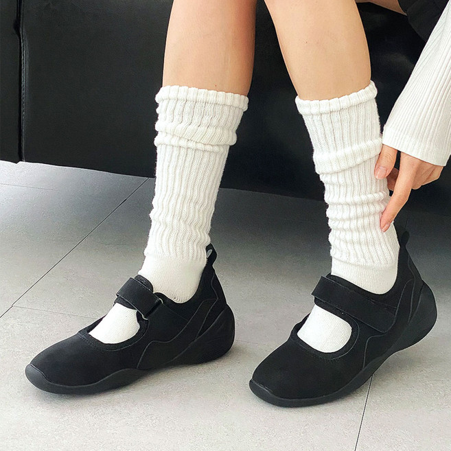 꼼지락 여성 키높이 메리제인 스웨이드 스니커즈 운동화 6cm