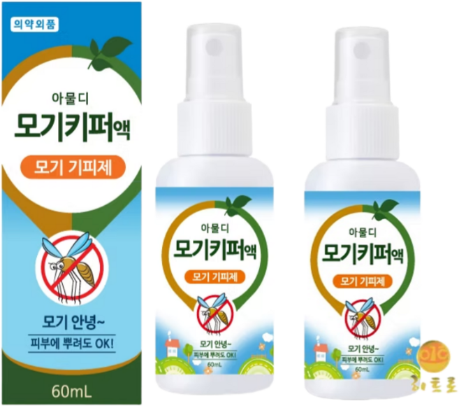 히트로 모기키퍼액 스프레이 뿌리는 모기기피제 벌레 알로에베라 AVK 60ml, 2개