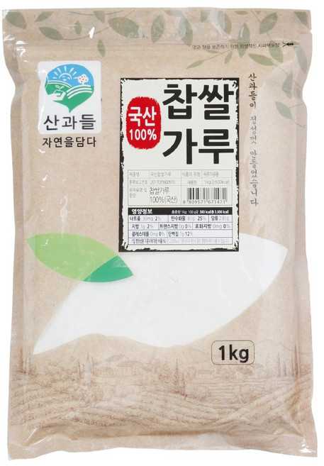 산과들 국내산 100% 건식 찹쌀가루 (옵션) 버터떡 재료, 1kg, 1개