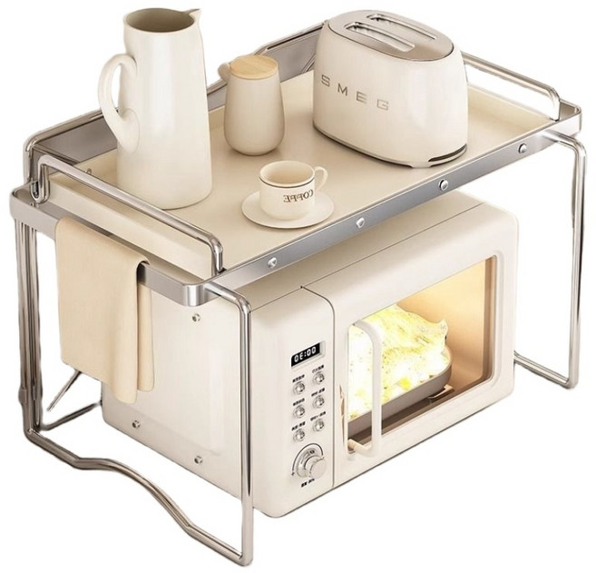 AUDOC 전자레인지선반 다용도 접이식 탈부착 주방 선반 밥솥 정리대 다기능 주방 수납장, 1개