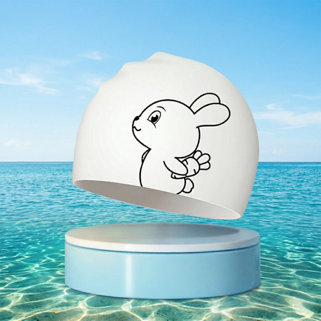 디아쿠아 귀여운 캐릭터 실리콘 수영모, 1개, 01.토끼