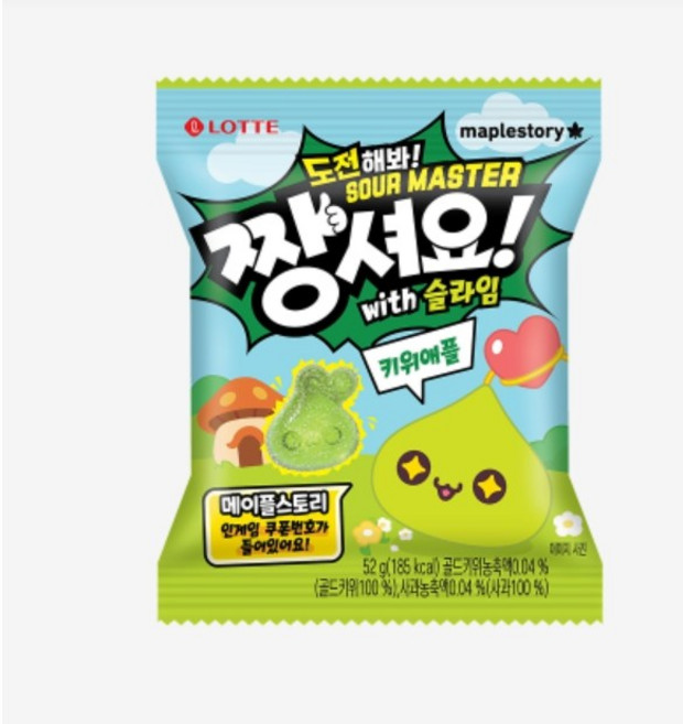 롯데웰푸드 짱셔요 키위애플 메이플스토리 콜라보, 5개, 52g