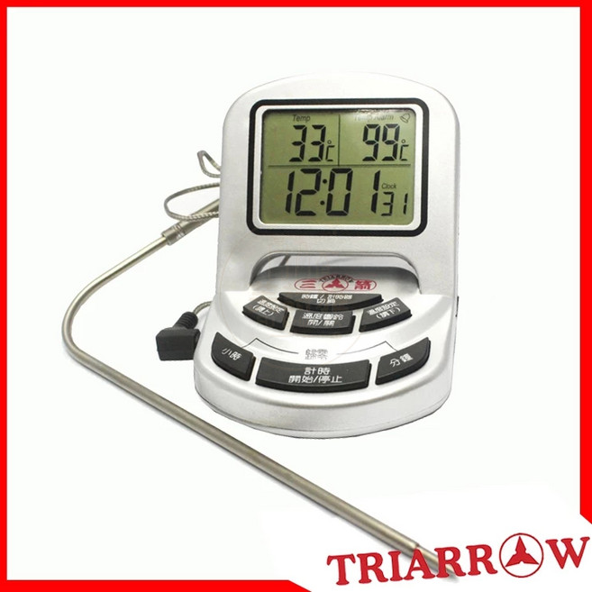 三箭牌300度多功能電子溫度計 料理烘焙專用 高溫精準測量 探針式設計 電子顯示清晰易讀, 1個