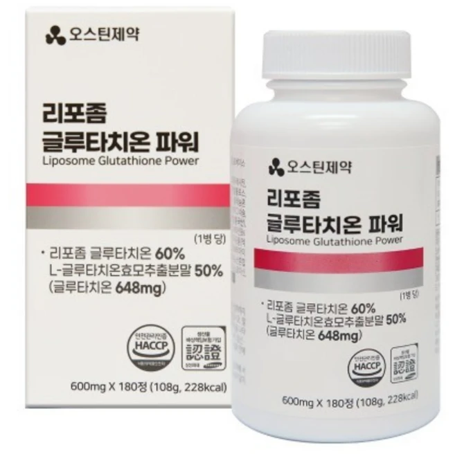 오스틴제약 리포좀 글루타치온 파워 600mg x 180정, 1개 - 쿠팡