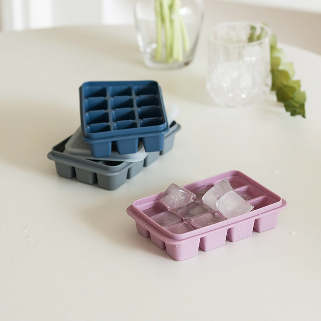 실리콘 아이스 몰드 12구 얼음 트레이 큐브 메이커 냉동 용기 초콜릿 틀, 1개