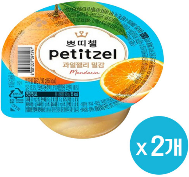 CJ 쁘띠첼 과일젤리 밀감, 90g, 2개