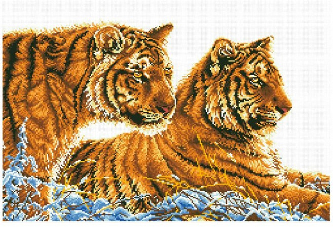 조이십자수 [DOME] 11CT 프린트 십자수 패키지 - (130004) _Two tigers, 1개
