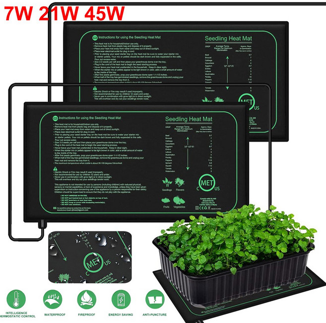 모종 열 매트 실내 식물 발아 방수 난방 패드 전파 클론 스타터 매트 EU US AU UK 플러그 10 cm 25, 10x52.5cm, 한개옵션2