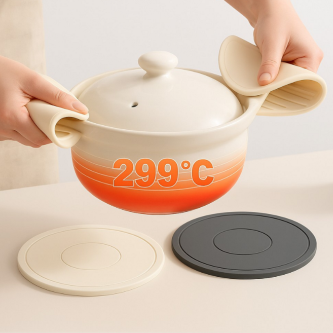 리소움 강한내열성 손상방지 실리콘 냄비받침대, 2개, 다크그레이