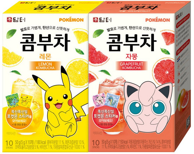 담터 포켓몬 콤부차 20T (자몽 / 레몬), 50g
