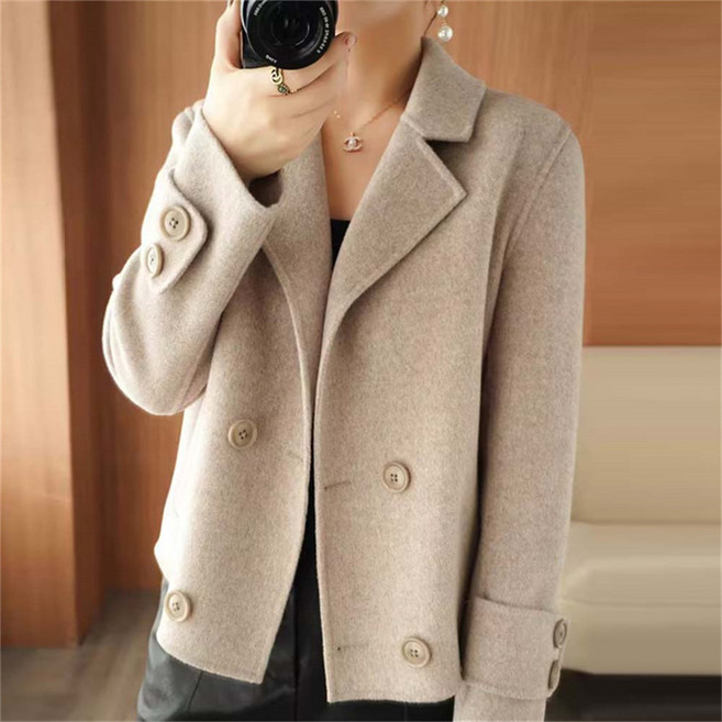 TKX 코트 여성용 가을 겨울 숏 울코트 베이직 데일리코트 핸드메이드숏코트 KN89