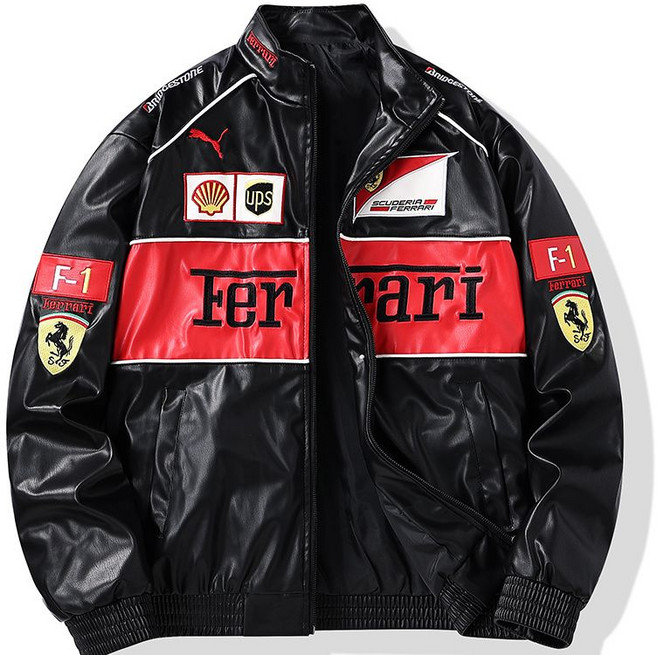 레이싱 F1 페라리 자켓 2칼라 바람막이 바이크점퍼 L-5XL 빅사이즈, 5XL, 레드