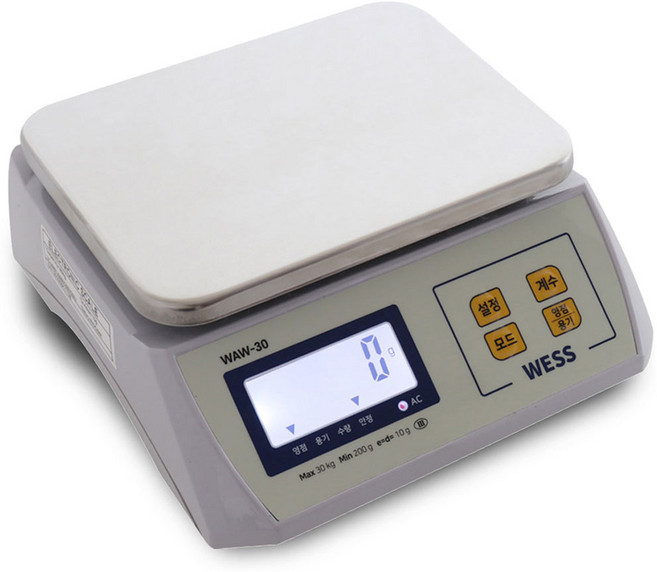 웨스 충전식 전자저울 아답터제공 업소용 산업용 주방저울 3kg 6kg 15kg 30kg 중량 계량 WAW, 15kg/5g, 1개, 최대 15kg/5g