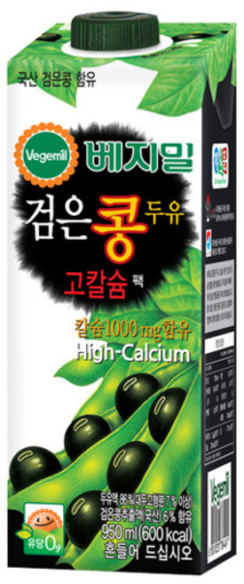 베지밀 검은콩 고칼슘(대용량) 두유, 950ml, 12개