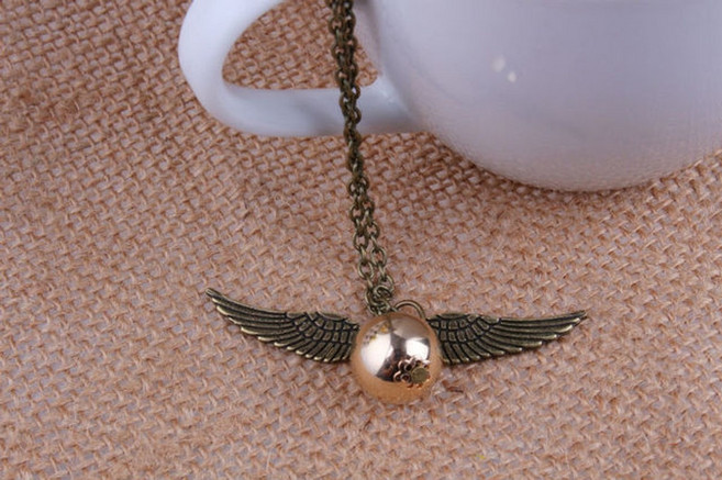 해리포터 퀴디치 골든스니치 글로브 신성한 성가 매력 펜던트 목걸이 청동 고대 실버 와, 골동품 청동 도금, 1개