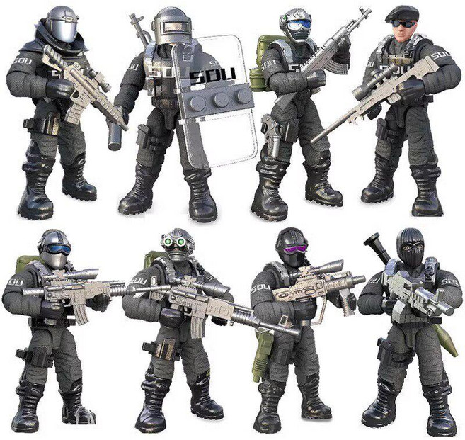 밀리터리 피규어 군인 모형 경찰특공대 특수부대 군대, 기본 색상, 1개
