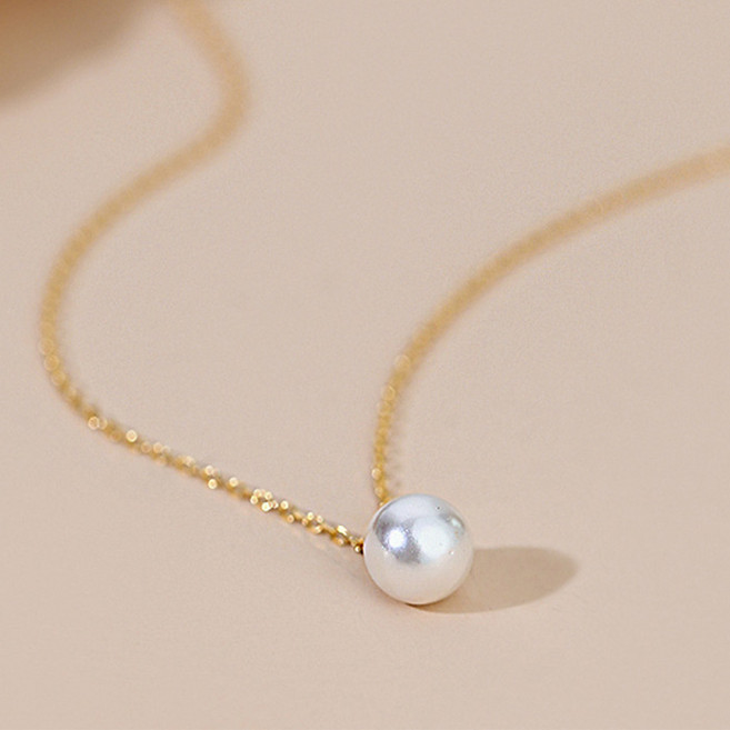 아이엘 ZNG002 미니 진주 드롭 은 목걸이 [14KGP] [실버925]