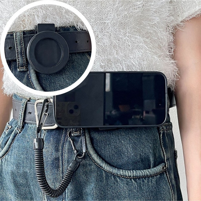 앨오앤지 분실방지 맥세이프 벨트 가방 휴대폰 거치대, 1개, 블랙