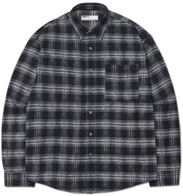 [노매뉴얼] NMWF52SH01BLK 셔츠원피스 셔츠스카프 FLANNEL CHECK SHIRT - BLACK 5243145