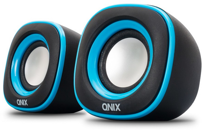 QNIX 미니 컴퓨터 스피커 노트북 스테레오 PC용 유선 USB스피커, 블루, QS-3000U