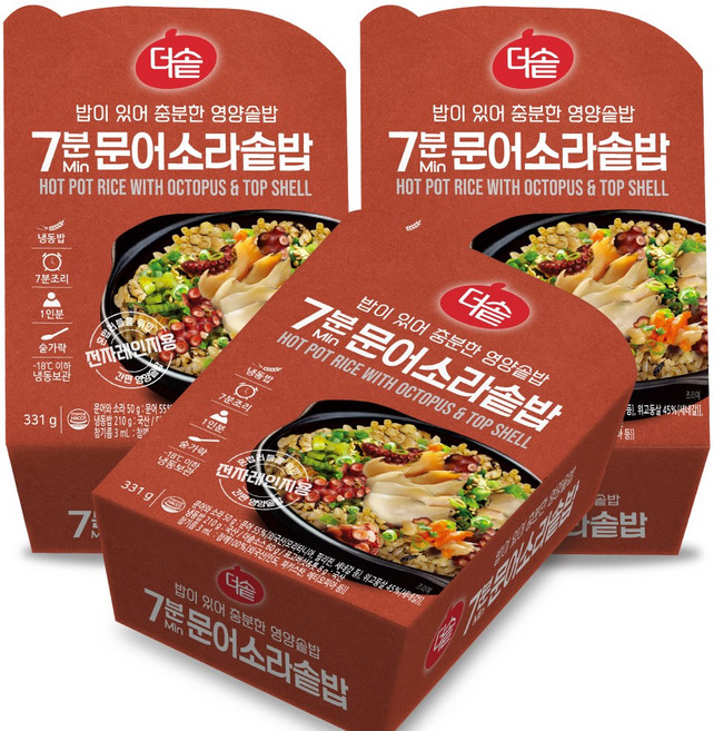 더솥 7분완성 영양 문어 솥밥 혼밥 도시락, 3개, 331g