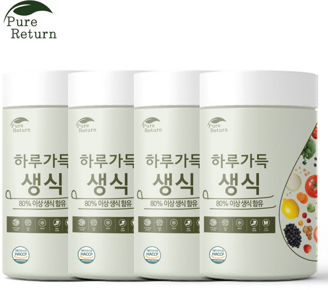 퓨어리턴 하루가득 생식 840gx4통 16주분 63가지 국내산 원료 건강식 식사대용 한끼 선식, 840g, 4개