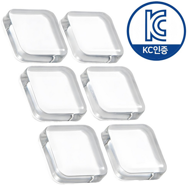 니즈팩 문쾅 방지 벽부착 실리콘 쿠션, 6개, 투명