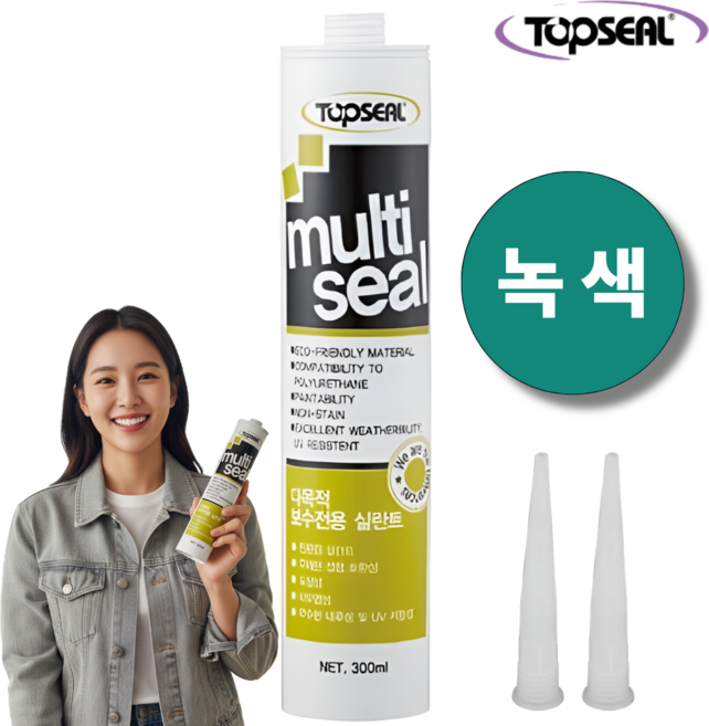 TOPSEAL 우레탄 변성 실리콘 녹색 옥상방수 보수 Multi-seal 노즐포함 300ml, 2개