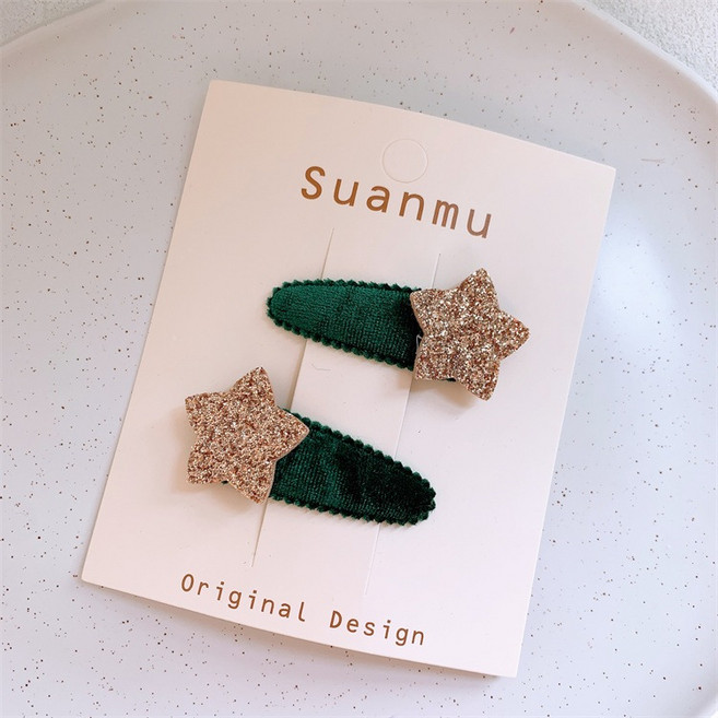 Suanmu 兒童絨布星星髮夾 (2入組)